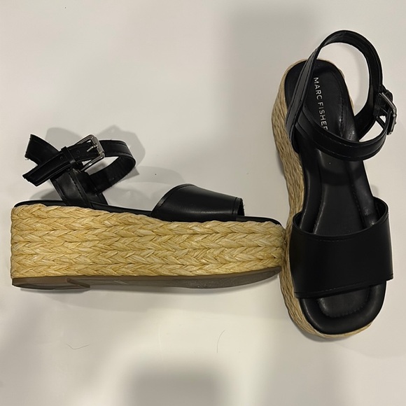 Black Jellard  Espadrille Platform Sandals by Marc Fisher- size 8.5M - Picture 3 of 9